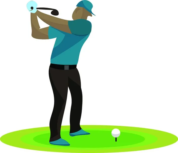 Jugador Golf Con Una Pelota Sobre Fondo Verde — Archivo Imágenes Vectoriales