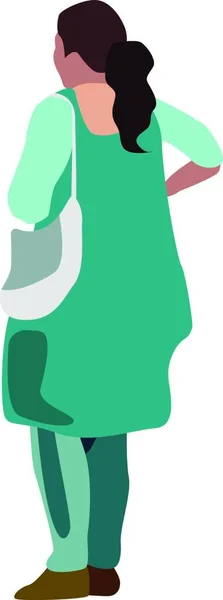 Girl Green Dress Illustration Vector White Background — Stock Vector