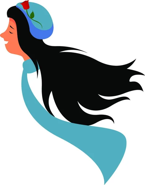 Menina Com Chapéu Azul Ilustração Vetor Sobre Fundo Branco —  Vetores de Stock