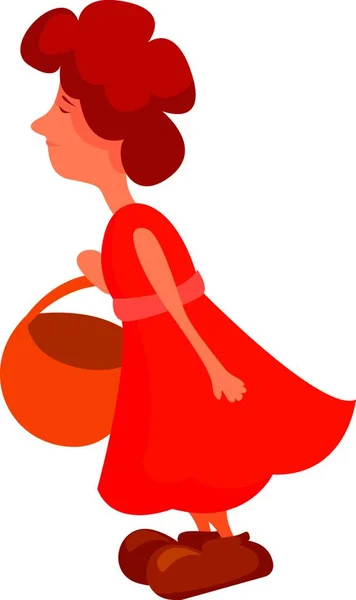 Wanita Berbaju Merah Ilustrasi Vektor Dengan Latar Belakang Putih - Stok Vektor