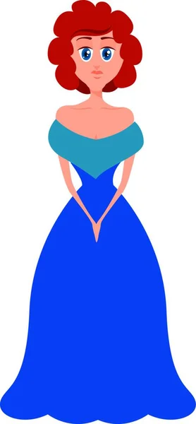 Femme Robe Bleue Illustration Vecteur Sur Fond Blanc — Image vectorielle