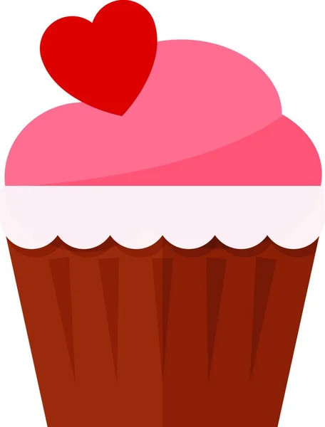 Een Kleur Tekening Van Een Cupcake Met Hart Top Vector — Stockvector