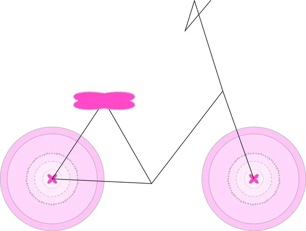 Rosa Färgade Minimalistiska Flickor Cykel Med Två Rosa Färgade Däck — Stock vektor