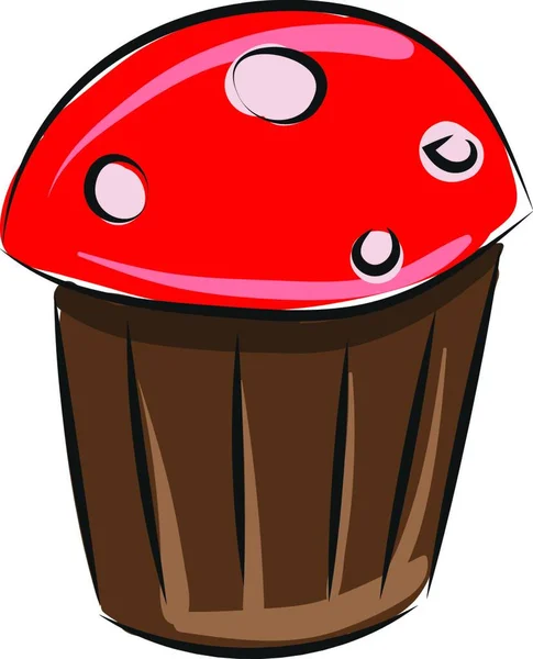 Ein Cupcake Brauner Verpackung Mit Leckerer Roter Sahne Und Rosa — Stockvektor