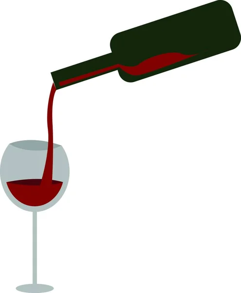 透明なガラス ベクトル カラードローイング イラストに注がれている赤ワイン — ストックベクタ