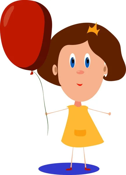 Mädchen Mit Rotem Luftballon Illustration Vektor Auf Weißem Hintergrund — Stockvektor