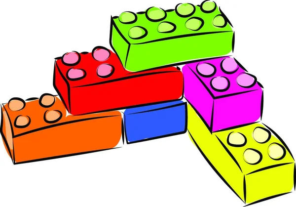 Kleurrijke Puzzelblokken Geïsoleerd Witte Achtergrond — Stockvector