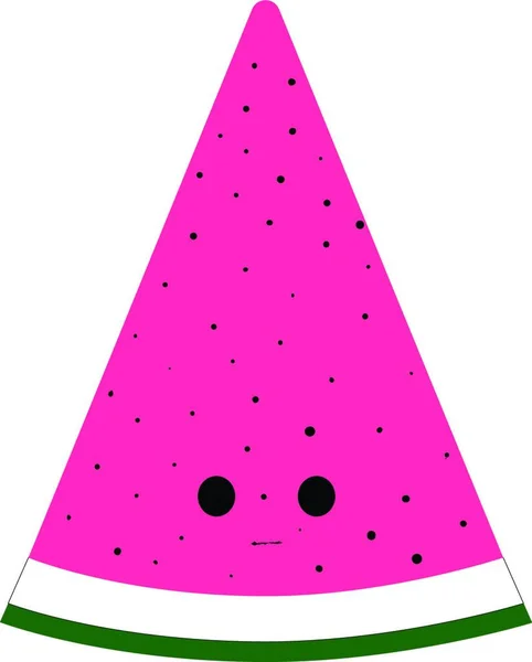 Ροζ Καρπούζι Φέτες Χρώμα Δύο Μάτια Διάνυσμα Χρώμα Σχέδιο Απεικόνιση — Διανυσματικό Αρχείο