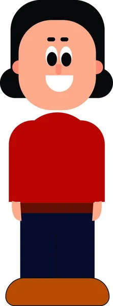 Une Jolie Fille Portant Haut Rouge Une Jupe Bleue Vecteur — Image vectorielle