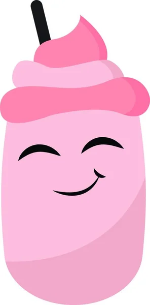 Een Roze Gekleurde Smoothie Met Zwarte Ogen Een Smileygezicht Met — Stockvector