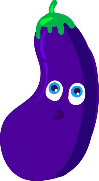 Purple Coloured Eggplant Two Eyes Vector Color Drawing Illustration — Stock Vector