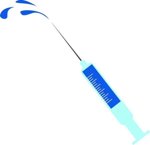 Μια Ελαφριά Μπλε Έγχρωμη Σύριγγα Σκούρο Μπλε Φάρμακο Διάνυσμα Σχέδιο — Διανυσματικό Αρχείο