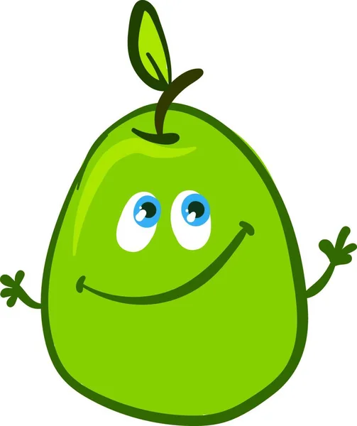 Een Groene Appel Met Een Glimlach Een Witte Achtergrond — Stockvector