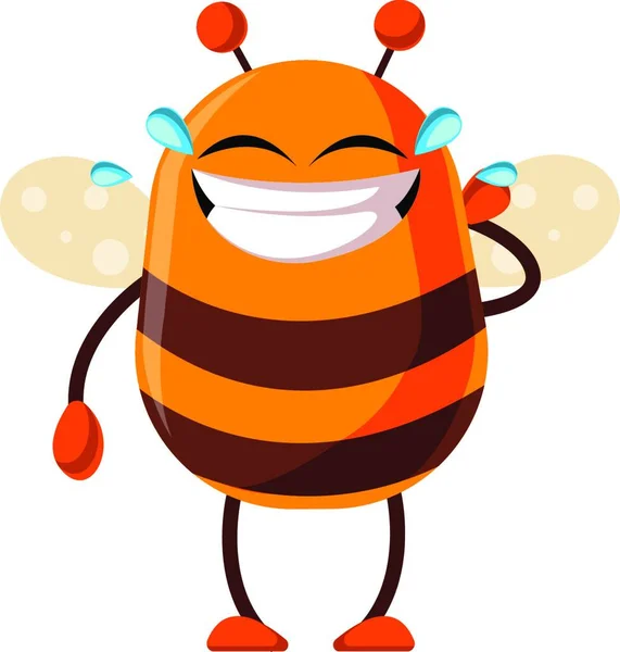Bee Směje Slzách Ilustrace Vektor Bílém Pozadí — Stockový vektor