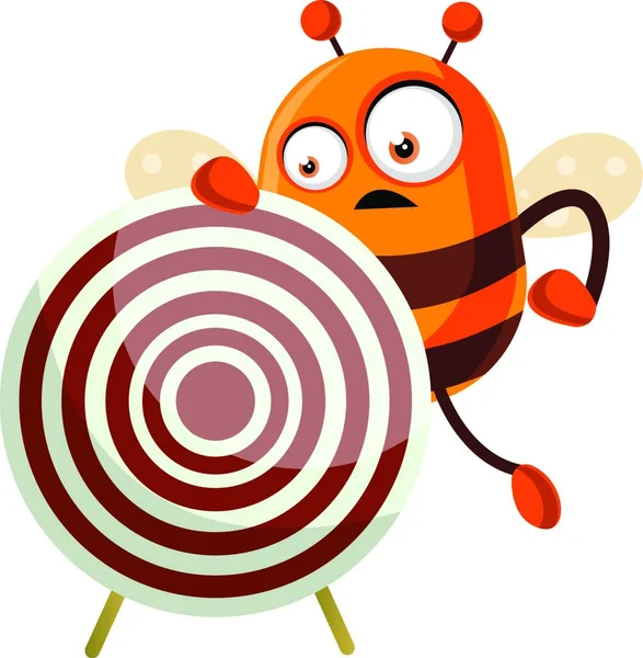 Bee Holding Een Doelwit Illustratie Vector Witte Achtergrond — Stockvector
