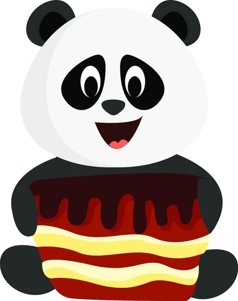 Panda Con Torta Illustrazione Vettore Sfondo Bianco — Vettoriale Stock