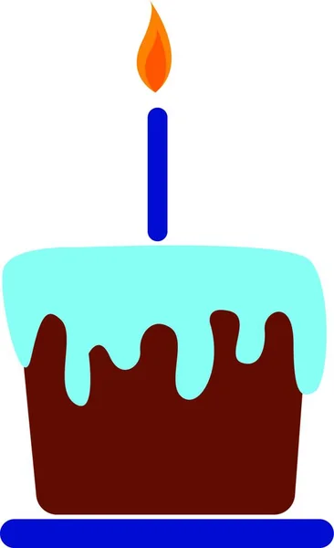 Pastel Que Come Como Parte Celebración Del Cumpleaños Vector Dibujo — Archivo Imágenes Vectoriales