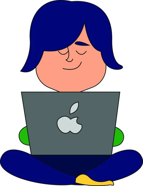 Portátil Marca Compañía Apple Macbook Vector Dibujo Color Ilustración — Archivo Imágenes Vectoriales