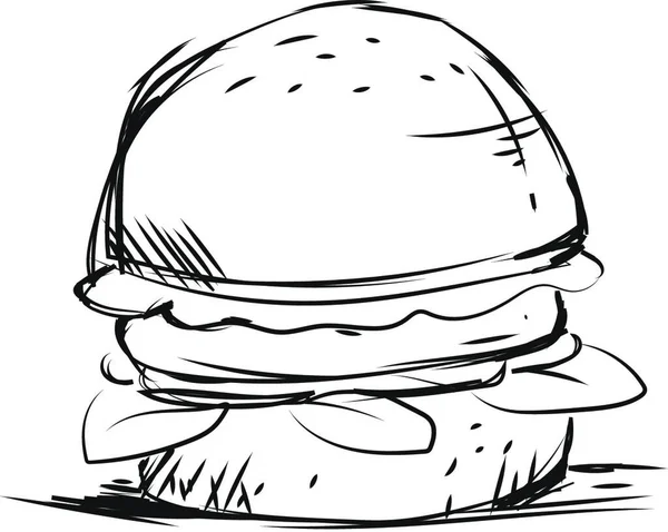 Burger Hamburger Sült Krumpli Élelmiszer Gyors Sajtburger Illusztráció Ikon Elszigetelt — Stock Vector