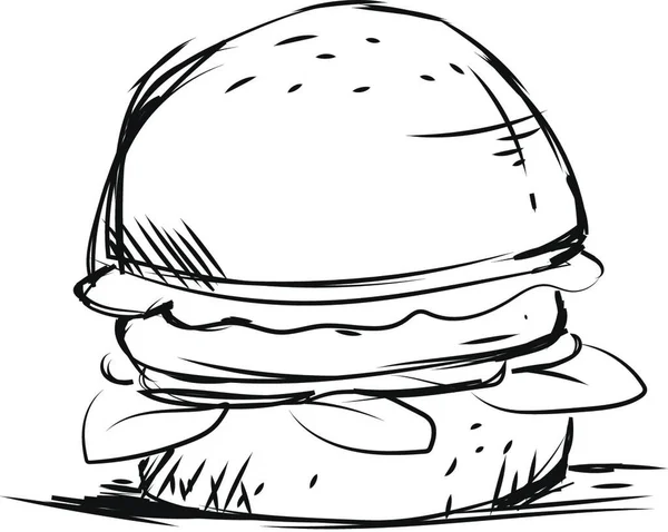 Hamburguesa Hamburguesa Papas Fritas Comida Rápido Hamburguesa Con Queso Ilustración — Vector de stock