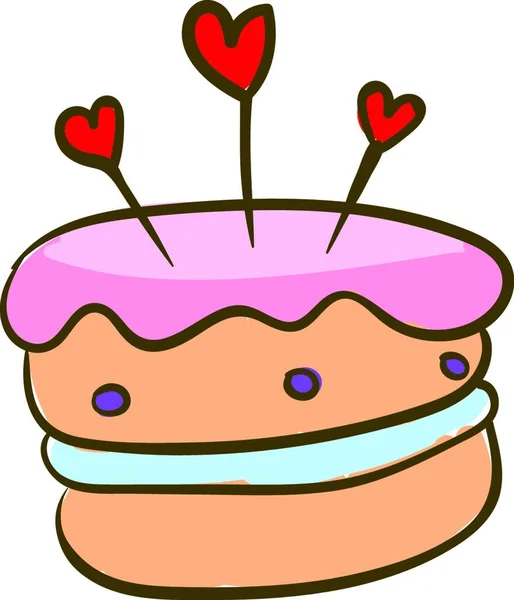 Cartoon Illustration Cake Heart — Stock Vector