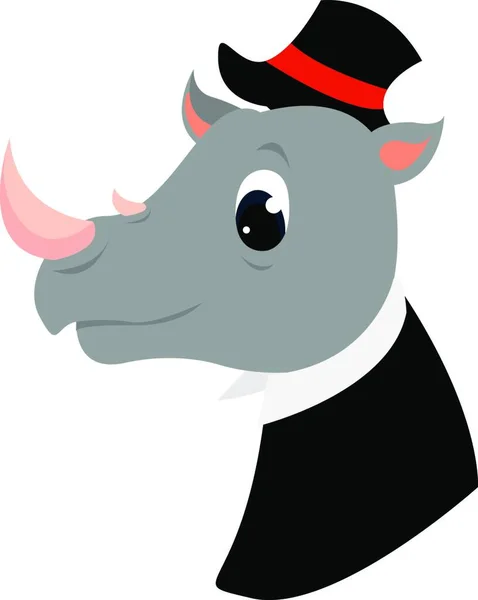 Rhino Avec Chapeau Illustration Vecteur Sur Fond Blanc — Image vectorielle