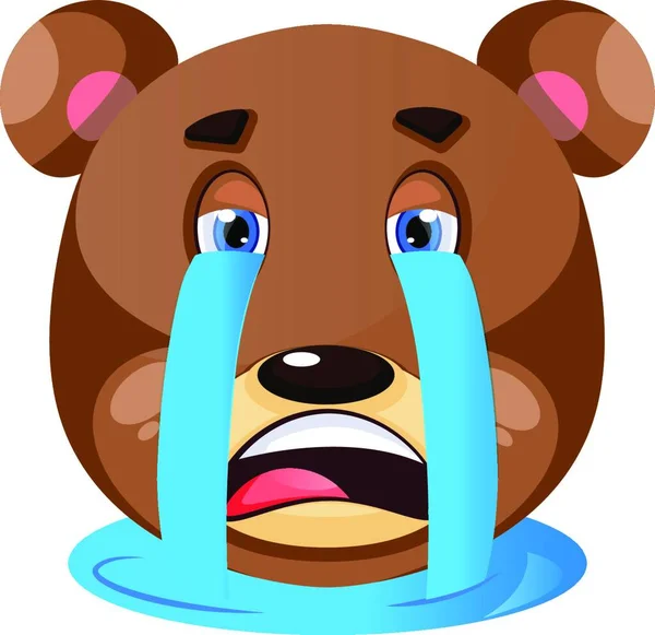 Grizzly Oso Llorando Sus Globos Oculares Ilustración Vector Sobre Fondo — Vector de stock