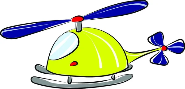 Yellow Helicopter Blue Rotor Blades Vector Color Drawing Illustration — Stock Vector