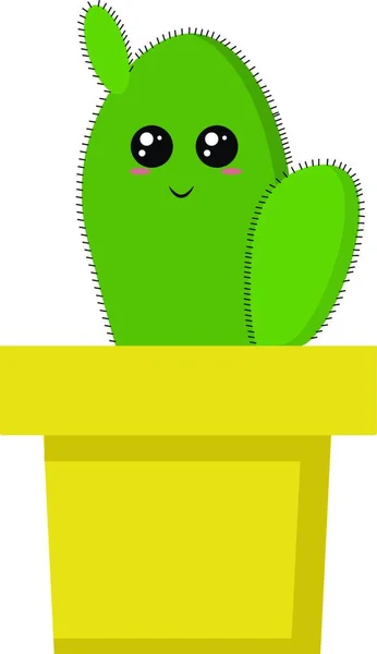 Cactus Carino Una Pentola Illustrazione Vettore Sfondo Bianco — Vettoriale Stock