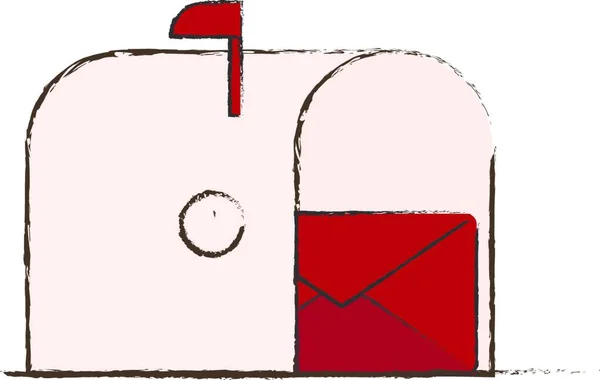 Vector Illustration Red White Envelope Message — Stock Vector