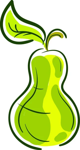 Cartoon Green Pear Vector Color Drawing Illustration — Stock Vector