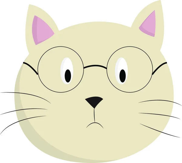 Gato Lusta Perla Color Con Gafas Vector Dibujo Color Ilustración — Vector de stock