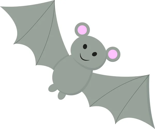 Morcego Cor Preta Com Dois Dentes Afiados Vetor Desenho Cores — Vetor de Stock