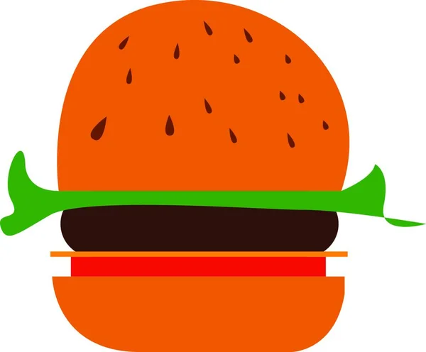Pale Brown Veggie Burger Tomato Lettuce Vector Color Drawing Illustration — Stock Vector