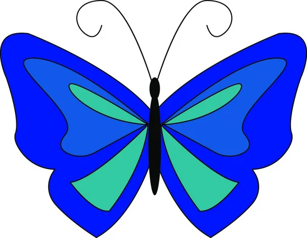 Blue Butterfly Green Spots Vector Color Drawing Illustration — Stock Vector