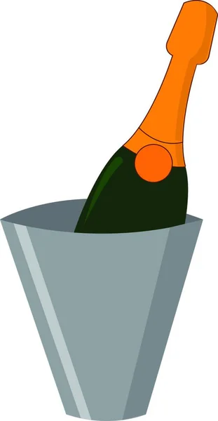 Flaska Champagne Hink Vektor Färg Ritning Eller Illustration — Stock vektor