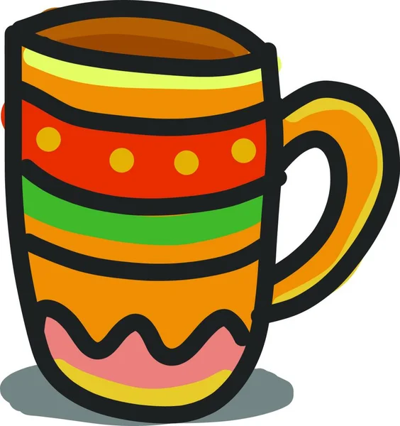 Una Taza Colorida Con Mango Naranja Vector Dibujo Color Ilustración — Vector de stock