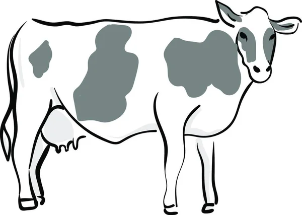 Una Silueta Una Vaca Manchada Vector Dibujo Color Ilustración — Archivo Imágenes Vectoriales