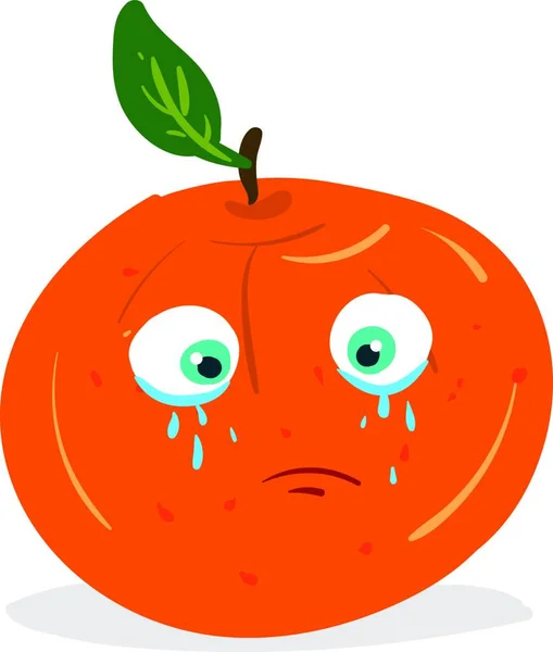 Ένα Καρτούν Πορτοκαλί Κλάμα Δάκρυα Διάνυσμα Χρώμα Σχέδιο Απεικόνιση — Διανυσματικό Αρχείο