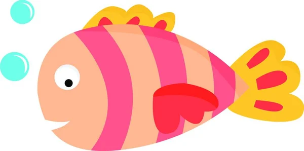Симпатична Велика Риба Рожевими Смугами Жовтим Хвостом Вектор Кольоровий Малюнок — стоковий вектор