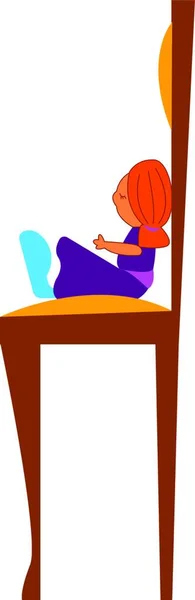 Una Muñeca Con Vestido Púrpura Sentado Silla Vector Dibujo Color — Vector de stock