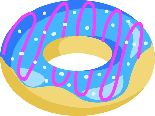 Ein Köstlicher Donut Mit Blauer Sahne Vektor Farbzeichnung Oder Illustration — Stockvektor