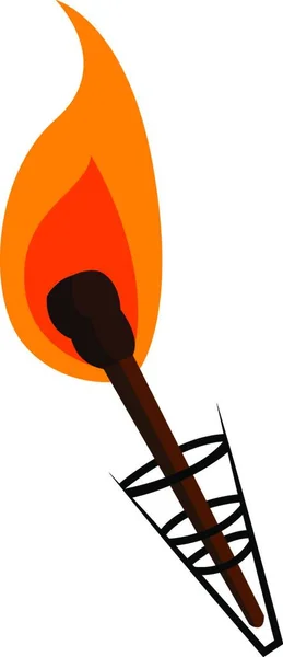 Fire Torch Holder Vector Color Drawing Illustration — Stock Vector
