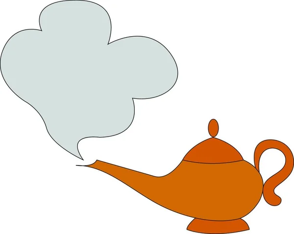 Een Gouden Genie Lamp Vector Kleur Tekening Illustratie — Stockvector