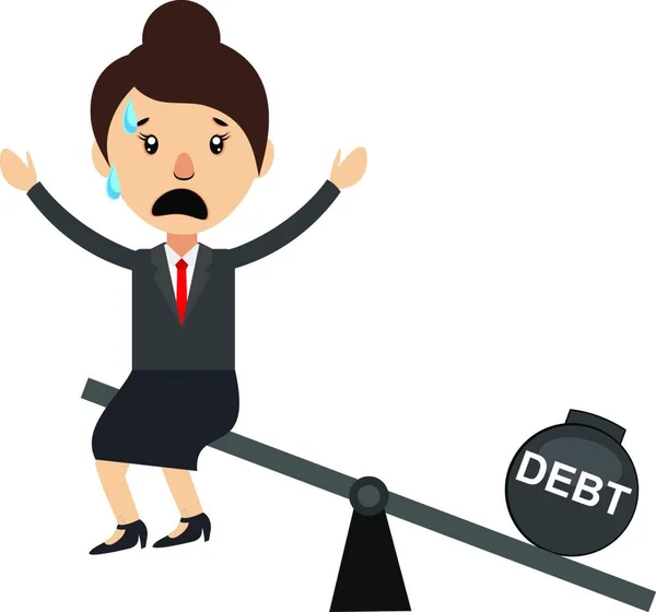 Mulher Dívida Ilustração Vetor Sobre Fundo Branco — Vetor de Stock