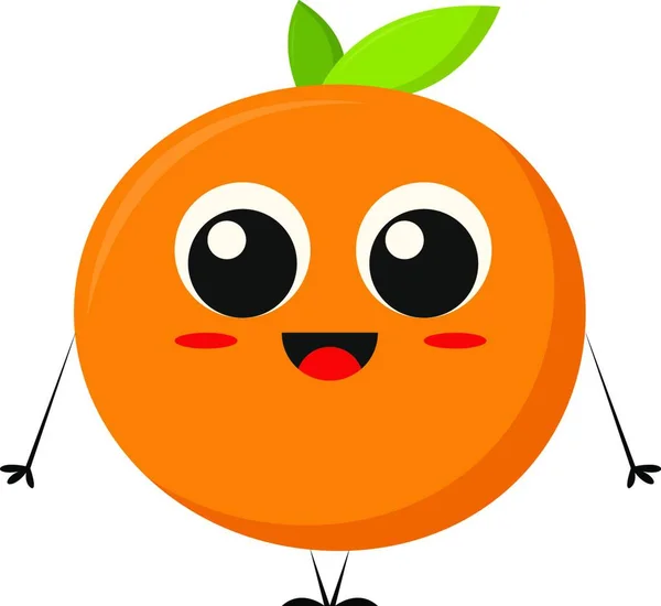 Cartoon Happy Orange Rosy Cheeks Big Cute Eyes Vector Color — Stock Vector