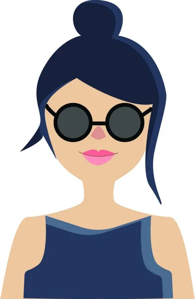 Une Fille Chemise Bleue Aux Cheveux Bleus Lunettes Soleil Vecteur — Image vectorielle