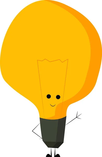 幸せな黄色のランプ電球 ベクトル カラー描画やイラスト — ストックベクタ