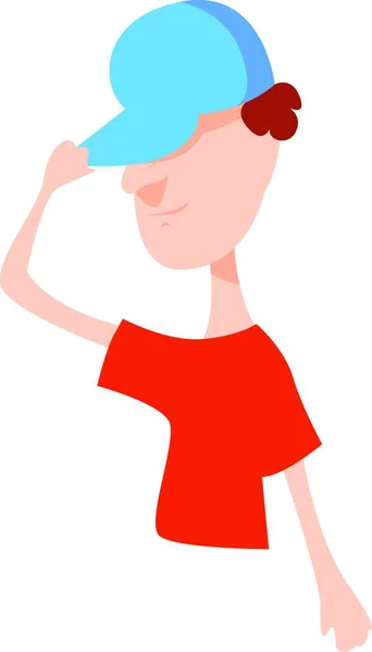 Boy Blue Hat Illustration Vector White Background — Stock Vector