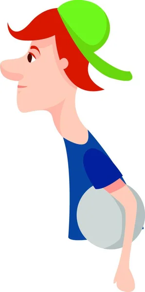 Boy Green Hat Illustration Vector White Background — Stock Vector